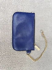 Leather Blue Coin Key Chain Wallet