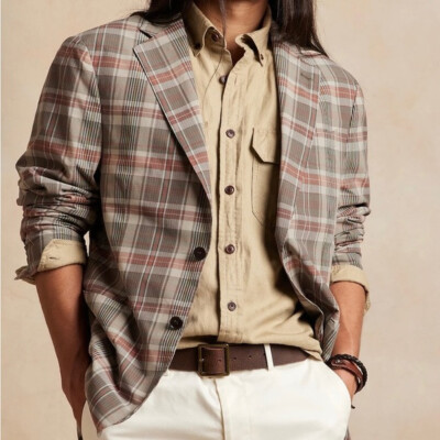 BANANA REPUBLIC EMMETEX Shabby Chic Plaid Tailored Slim Sport Coat 40R $400