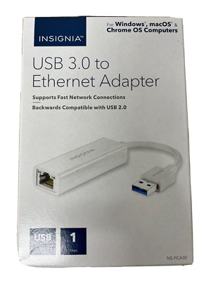NEW Insignia USB 3.0 to Ethernet Adapter 1Gbps Fast Connector for Windows, MacOS