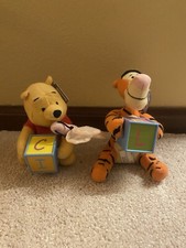Disney Fisher Price Alphabet Buddy Pooh Tigger Lot 12M Baby Toy Plush Stuffed