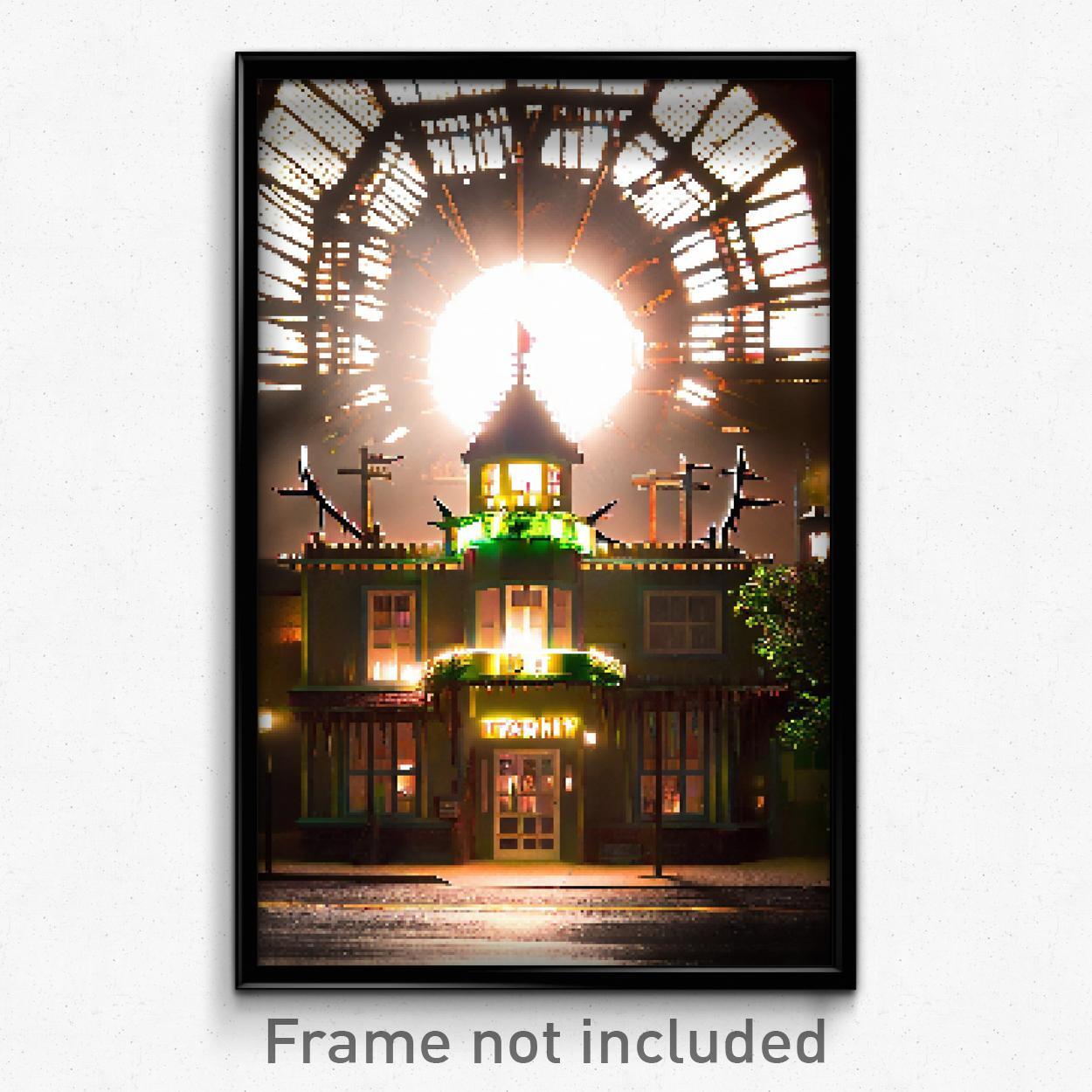 8 Bit Thorny Hotel Pixel Art Poster - Psychedelic Trippy Video Game Print