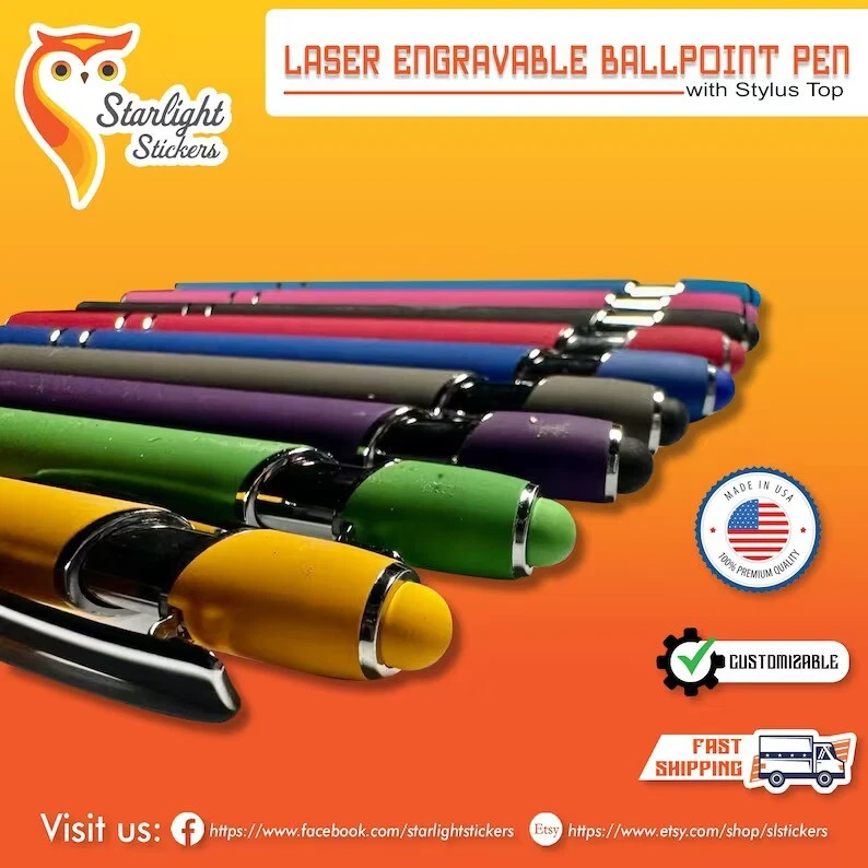 Custom Logo and Text Laser Engraved Pens with Stylus | 48 pcs Set - Image 3 of 4