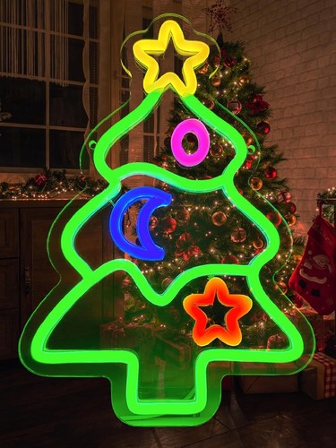 Large LED Neon Sign Merry Christmas USB Night Light Gaming Room Party Wall Decor - Picture 15 of 106