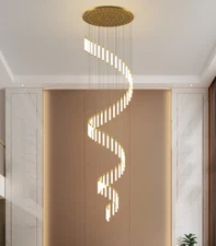 Remote European style LED chandelier luxury stair lamp long hall pendant light R