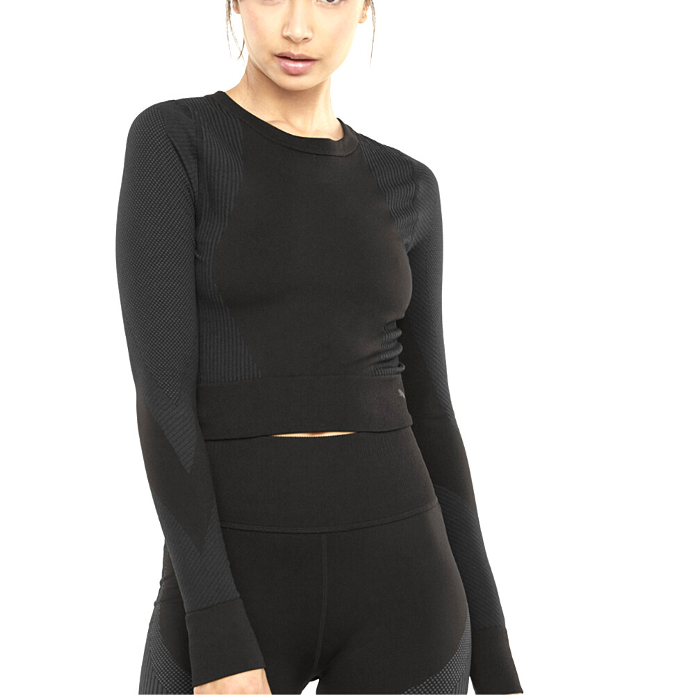 Бесшовная приталенная спортивная футболка Puma с круглым вырезом и длинным рукавом, женский размер XL Casu