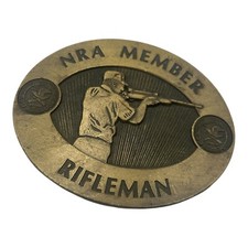 Vintage NRA Member Rifleman Brass Belt Buckle National Rifle Association