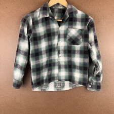 VTG 60s Shadow Plaid Soft Flannel Shirt XS G2U