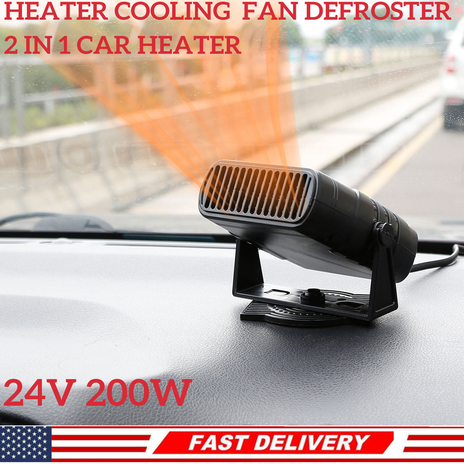 Electric Portable Car Heater Rotatable 24V 200W Heating Fan Defroster  Demister | eBay