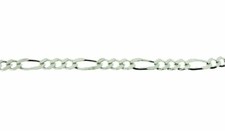 Silver diamond-cut figaro anklet / ankle chain, 3.5 mm link, 13.5" / 34 cm