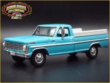 1969 69 FORD F250 PICKUP TRUCK HITCH BLUE 1:64 SCALE DIORAMA DIECAST MODEL CAR