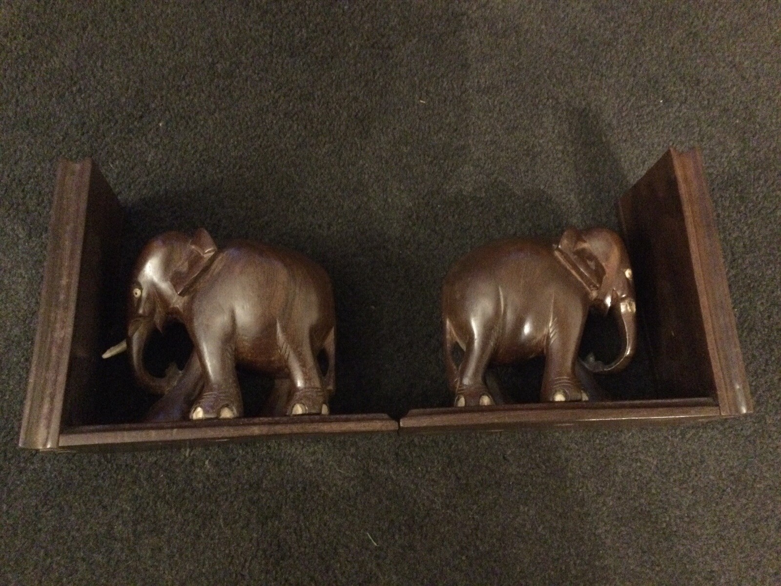 Vintage carved elephant bookends eBay