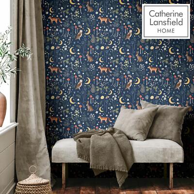 Magical Twilight Animal Wallpaper Catherine Lansfield Multi Blue Muriva 206532