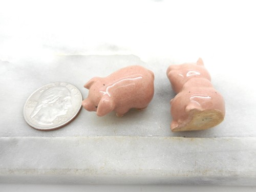Vintage Hagen Renaker Chubby Pink Pigs Discontinued Porcelain Figurines 1970's - Picture 5 of 5