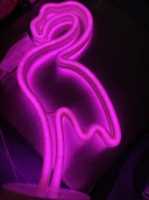 Garden Party Neon Pink Flamingo Light Up LED 11" Tabletop Decor Dorm Mantle