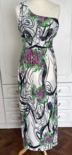 Long Maxi Off Shoulder Dress White Floral Size M (approx 12) Holiday Evening