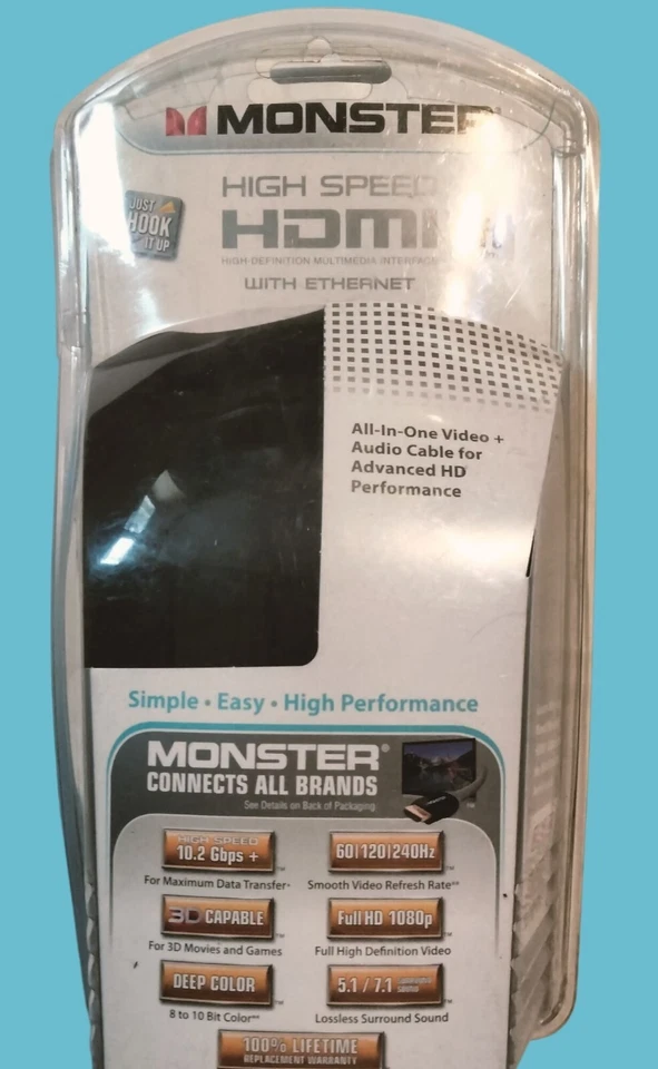 Monster High Speed HDMI Cable Ethernet 5ft HD Video Audio Compatible All Brands - Image 2 of 4