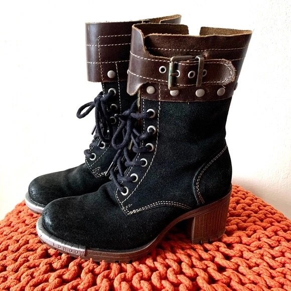 FLY London Women s Lask Harness Boot Black Brown eBay