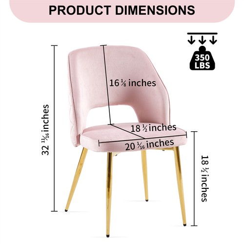 Set of 4 Velvet Dining Chair Upholstered Chair Kitchen Dining Chair w/ Metal Leg - Picture 46 of 48