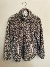 Pink Lily M Leopard Cheetah 1/4 Zip Faux Fur Sweater Deep Pile Fleece Boho
