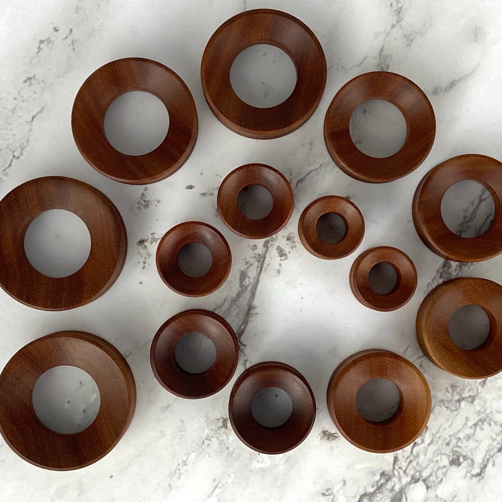 Pair of Saba Wood Double Flare Tunnels organic gauges PICK SIZE