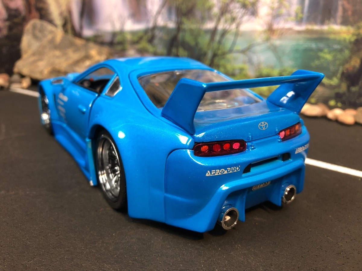 RARE! Funline MUSCLE MACHINES 1998 TOYOTA SUPRA Tuner BLUE 1:24