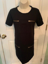 J Crew Black Knit Dress with Zipper Accents Size 00
