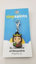 Tiny Saints - St Catherine of Alexandria Pray for Us Charm w/ Lobster Clasp NEW