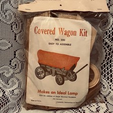 Vintage Covered Wagon Kit No 200 NOS Sealed Wooden Lamp Craft Made in USA
