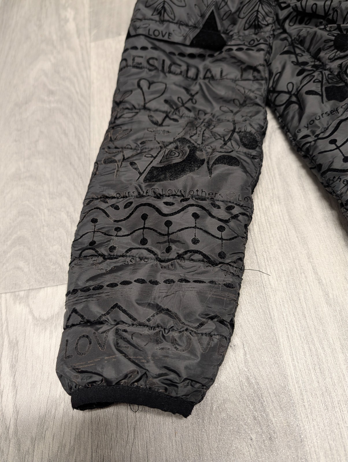 Desigual Black Patterned Puffer Jacket Floral Lov… - image 7