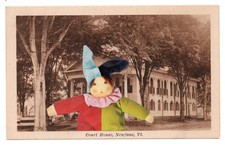 Mail Art David Greenberger "Greeted by a Clown" original collaged postcard 2026