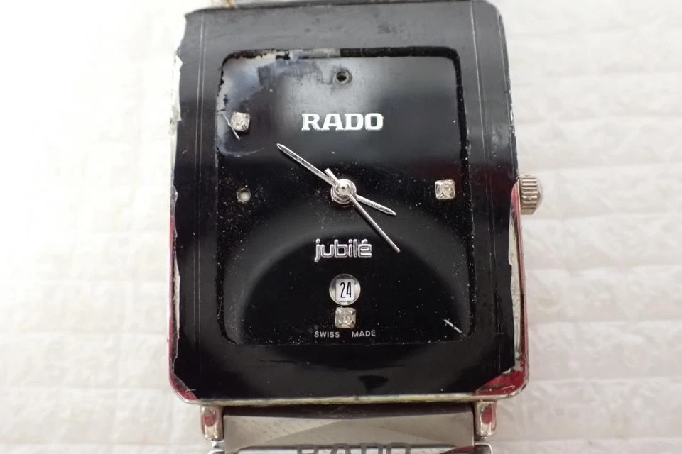 Reloj de cuarzo RADO Jubile 120.0281.3 4P diamante esfera negra pulsera de plata Foto 3 de 4