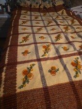 Vintage Italian Throw Wool Small With Flowers Very Elegant 70 45"