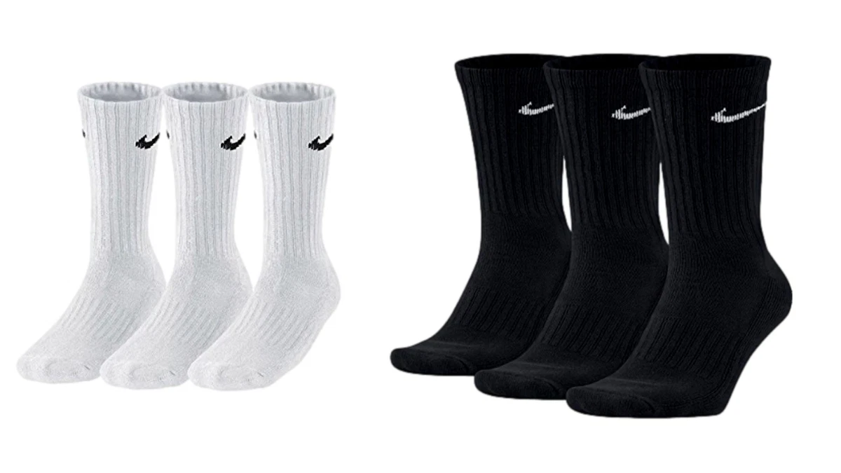 Nike 6 Paar Tennis Socken Herren Damen Weiß Grau Schwarz Lange Crew Sportsocken