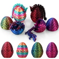 4PCS 3D Printed Dragon Eggs Fidget Toys,Mystery Crystal Dragon Egg for Easter...
