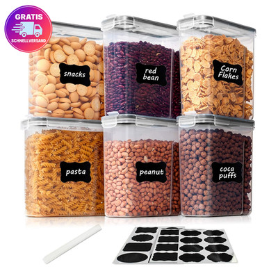 Vtopmart Vorratsdosen 2.5L 6er Set luftdicht BPA frei schwarz Küche