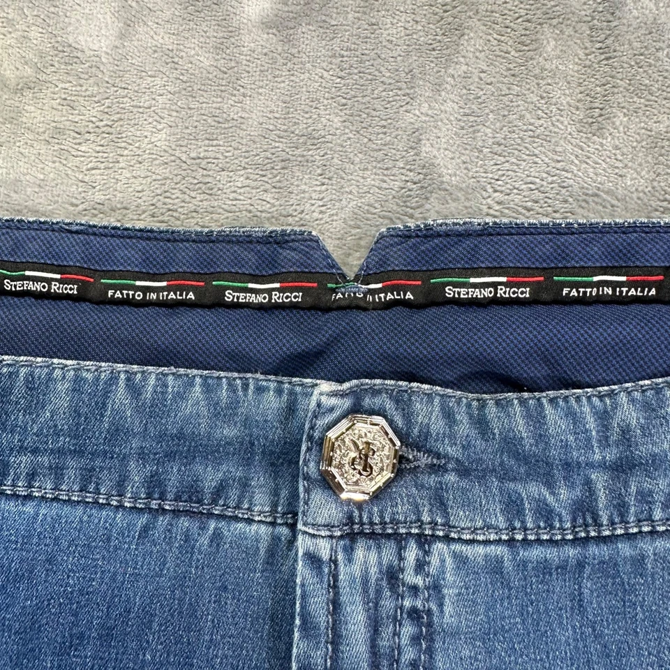 Мужские прямые джинсы Stefano Ricci 40 цвет синий средняя вареная ткань - Изображение 3 из 4