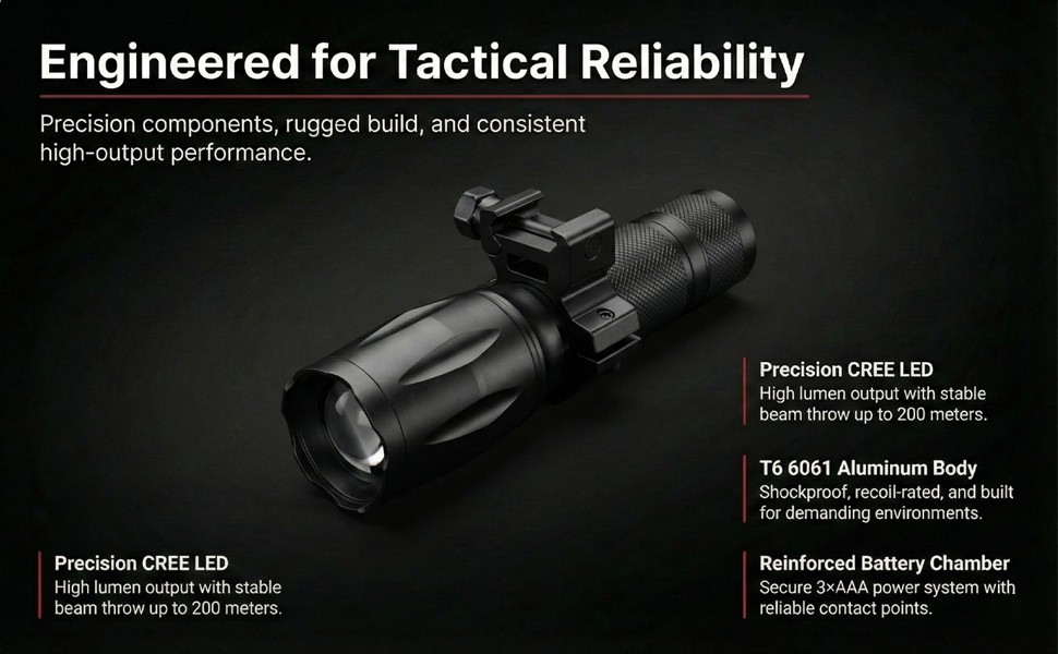 Tactical 1000 Lumen Flashlight for Century Arms Centurion BP-12