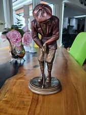 Austin Golfer Sculpture Bronze Tone Finish Statue 1992-Signed 11"