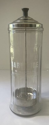 Vintage Barbicide Disinfectant Glass Jar Container King Research Inc 11'' SALE!