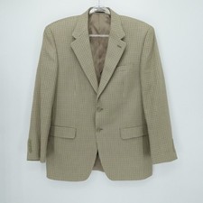 Lauren Ralph Lauren Sport Coat Mens 40R Tan Houndstooth Blazer Silk Business