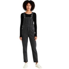 We The Free x Free People - Black Washed Denim Boho Utility Overalls Sz 31