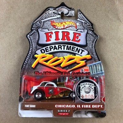Hot Wheels 2000 Fire Department Rods Fiat 500C Chicago, Illinois 4805 Series 2