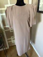 Vintage 60s/70s Miss Elliette Pleated Shoulder Chiffon Midi Dress, MINT COND