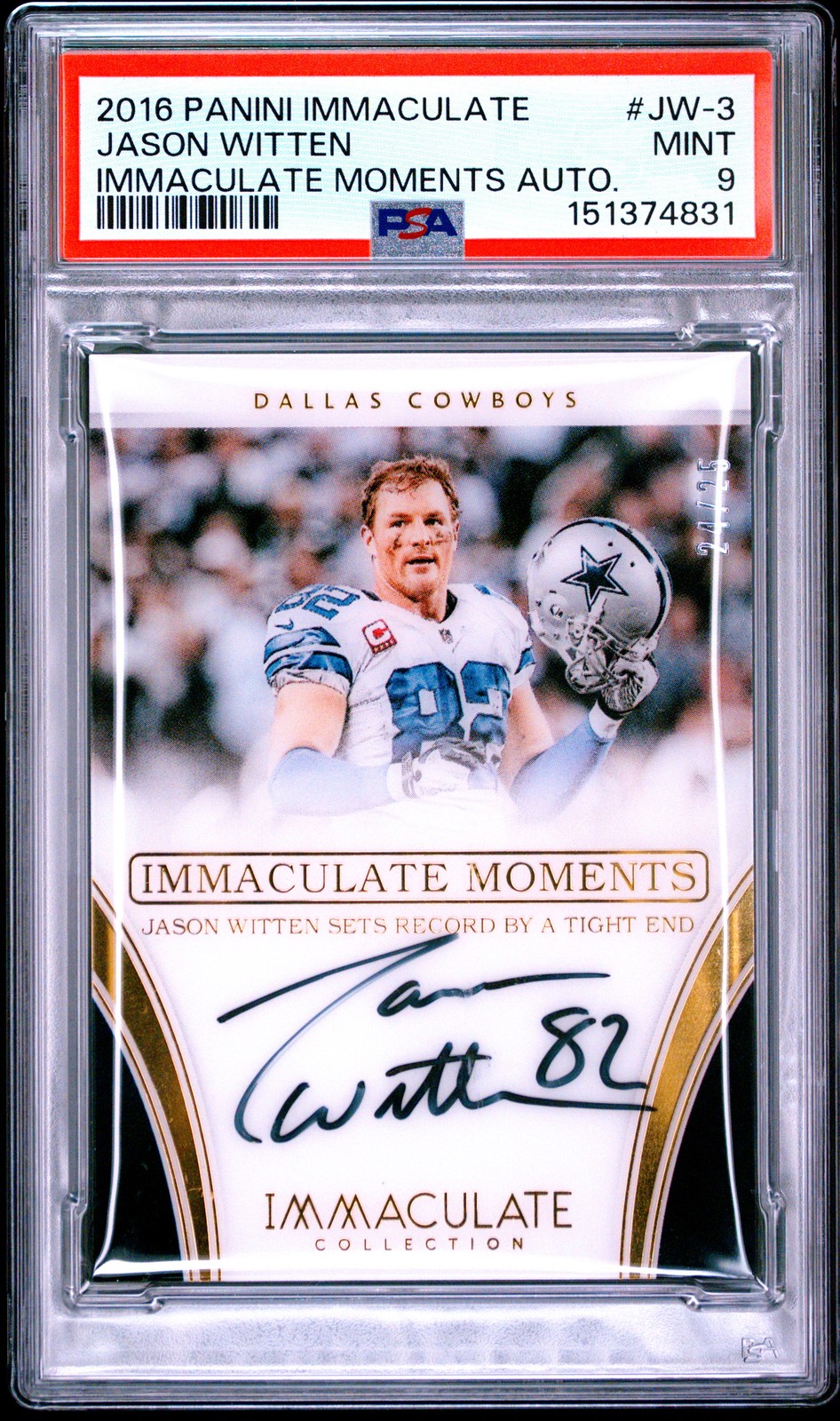 2016 PANINI IMMACULATE IMMACULATE MOMENTS AUTO JASON WITTEN 24/25 PSA 9 AUTO