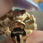 VTG Trifari turquoise and gold filigree clip earrings — photo 6