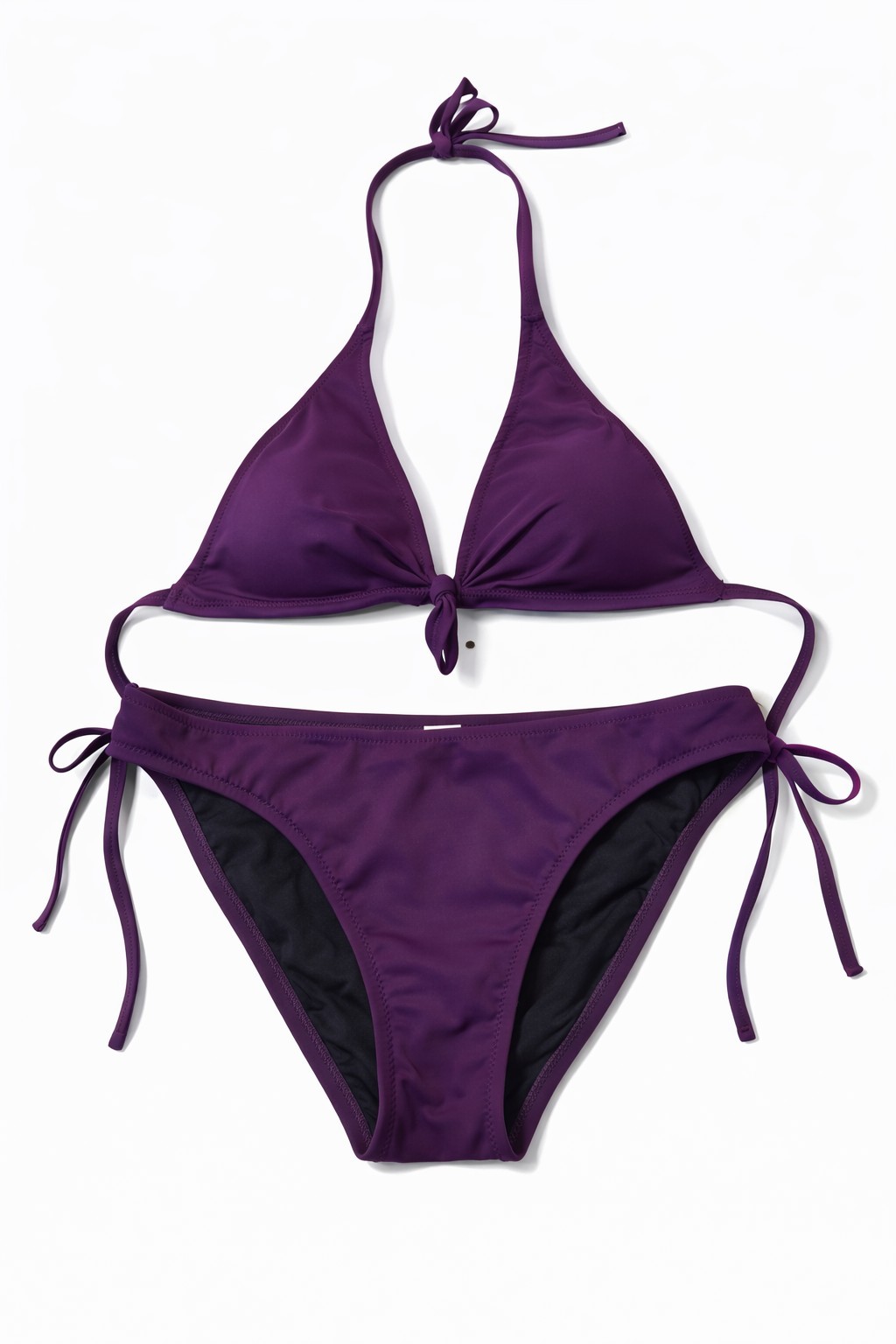 Vtg Y2K Victoria's Secret Dark Purple Halter Removable Pads Bikini Set XS