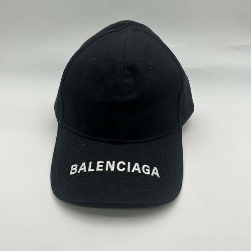 BALENCIAGA Logo Baseball Cap Hat Black Adjustable One Size - Fast Shipping