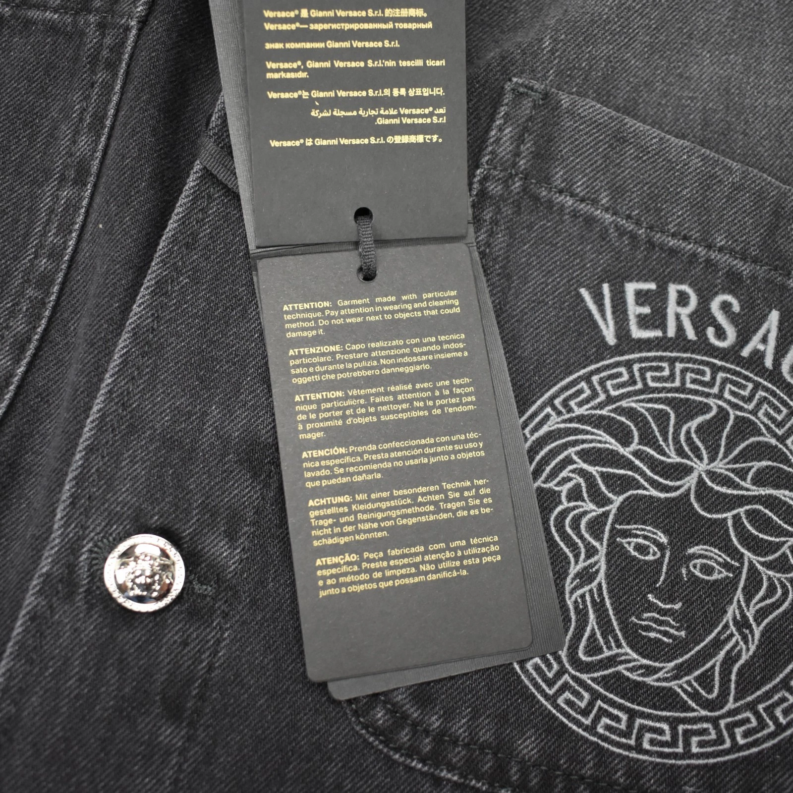 NWT $1695 VERSACE Black Denim Medusa Logo Chore Coat Jacket Mens XL 54 AUTHENTIC - product detail image 9