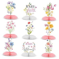 9 Pcs Wildflower Baby in Bloom Baby Shower Decoration Spring Floral Plain