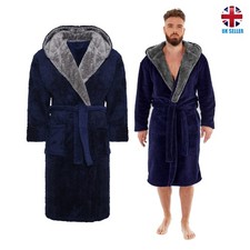 i-Smalls Mens Dressing Gown Super Soft Fleece Hooded Housecoat Robe with Belt S